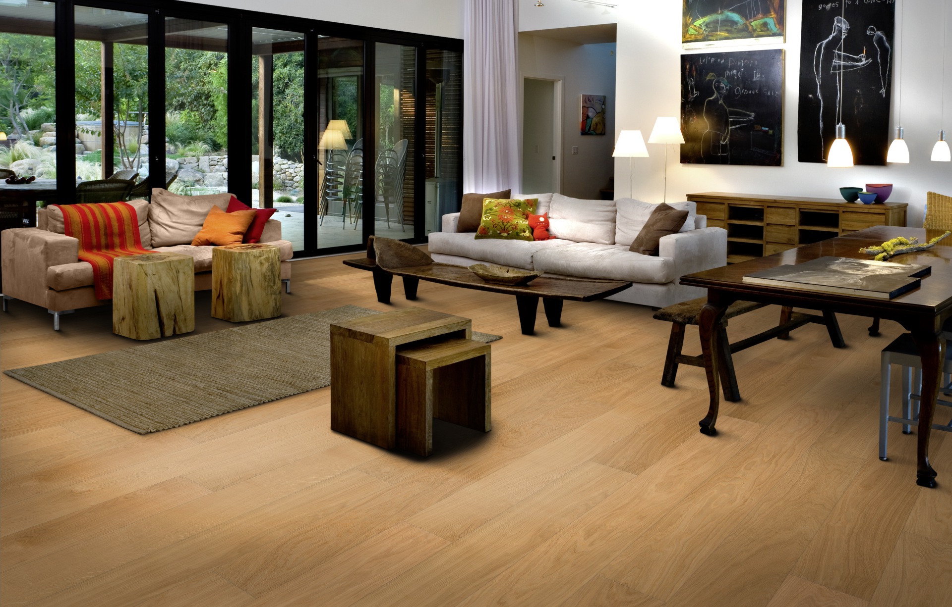 Паркетная доска Kahrs Столичная Дуб Дублин Dublin 151N4AEKF0KW240 Calm 2420×187×15 фото в интерьере